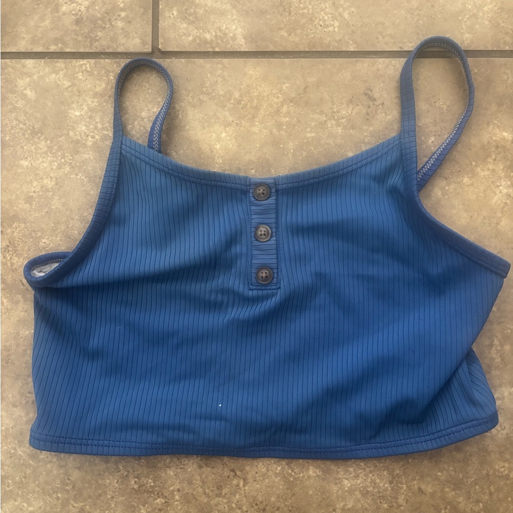 Y2K Old Navy Blue Buttoned Crop Top